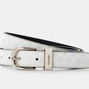 NWT Coach Classic Belt 25mm In Signature Canvas 78179 Chalk / Black